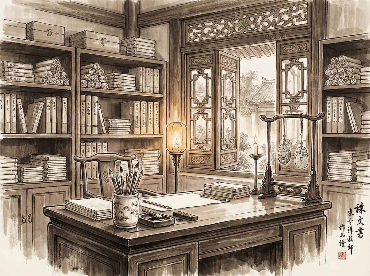 澳门六合彩APP下载页面水墨风格书房场景