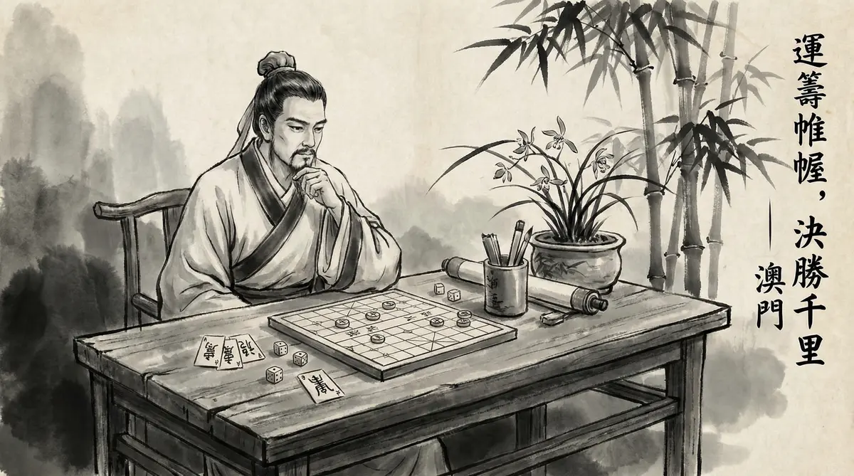 澳门六合彩澳门赌博文化水墨画